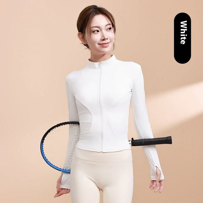 quick-dry fabric | breathable yoga jacket | moisture-wicking material | energy saving