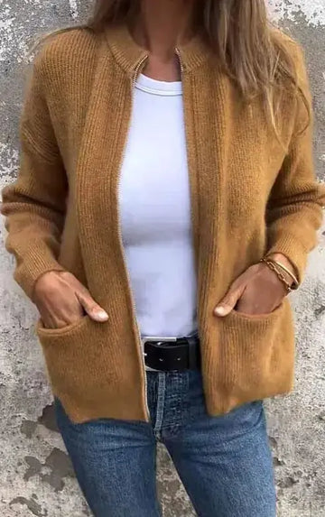 New Solid Color Casual Coat Zipper Sweater Cardigan Meifu Market