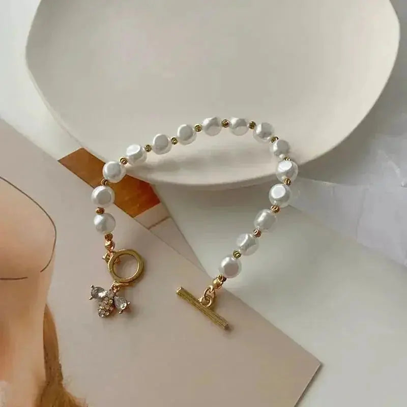 natural stone pendant bracelet | genuine pearl jewelry for women | adjustable bracelet length | ultrasonic cleaning