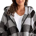 Women's Plaid Hooded Jacket, Long Sleeve Zip Up Oversized Coat With Pockets For Winter Casual And Commute Meifu Market