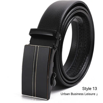 Men's Fashion Automatic Buckle Litchi Pattern Belt meifu market