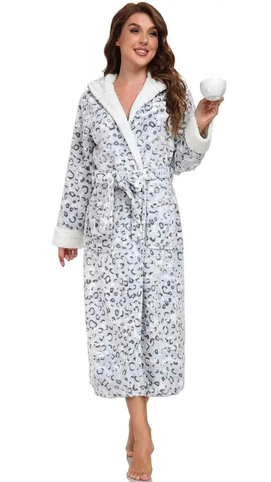 ultra-soft fleece bathrobe | womens long plush robe | oversized hooded bathrobe | energy saving