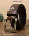 handmade pure copper buckle | full-grain cowhide leather belt | solid brass hardware construction | energy saving