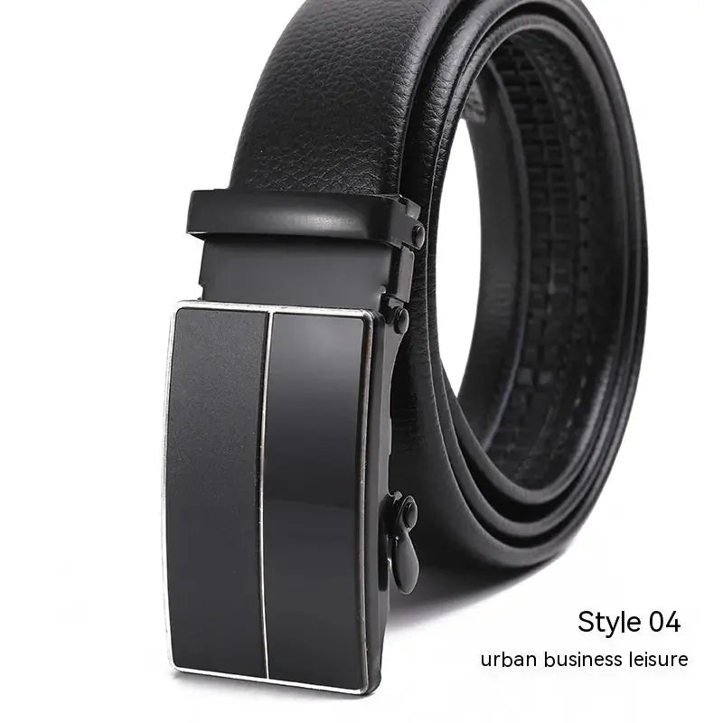 automatic buckle belt | genuine leather belt for men | litchi pattern texture | ultrasonic cleaning