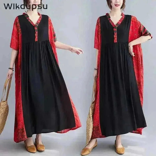 Bohemian Hippie Maxi Dress - Cotton Long Dress Women Vintage Boho - Meifu Market