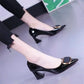 All-match Fashion Patent Leather Women's Shoes Shallow Mouth Pointed Mid Heel Women's Shoes Meifu Market