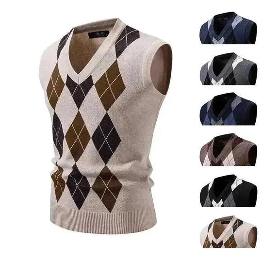 mens plaid pullover sweater | soft cotton blend fabric | long sleeve casual sweater | energy saving