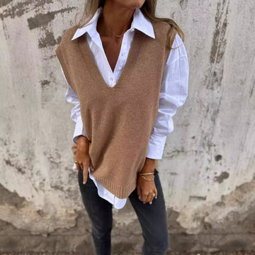 Women's V-neck Knitted Sweater Vest Meifu Market