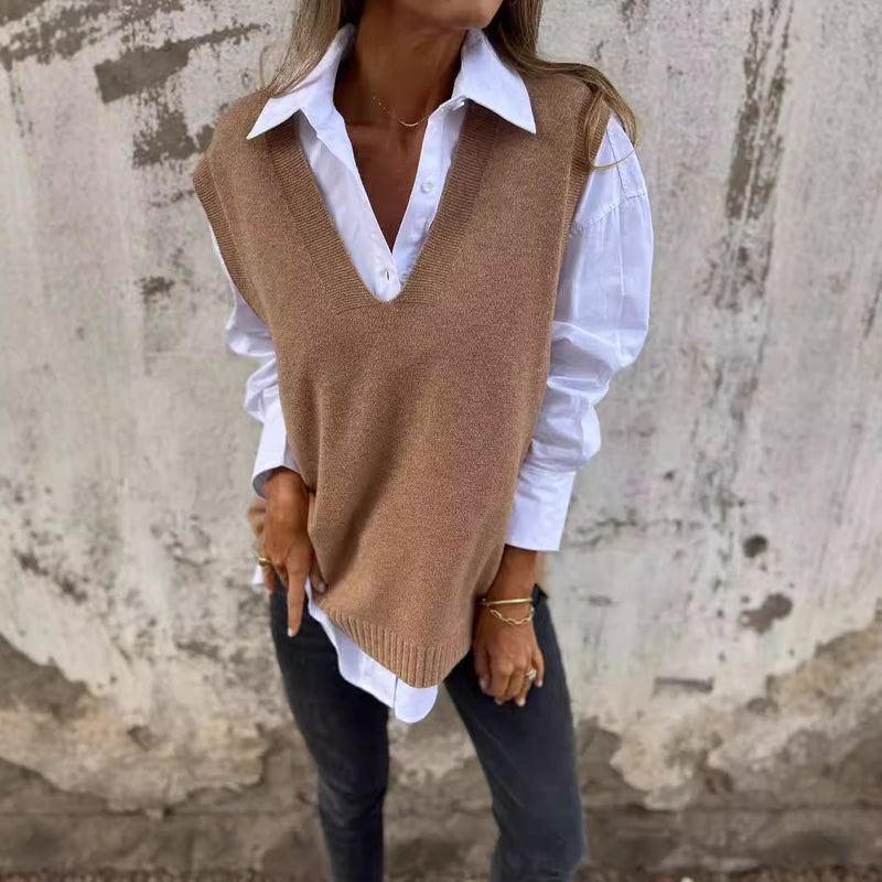 Women's V-neck Knitted Sweater Vest Meifu Market