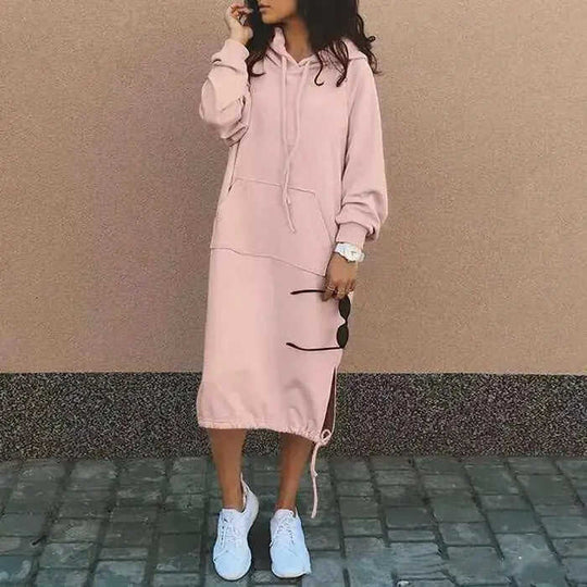 Casual Long-sleeved Hooded Sweater With Pocket Fashion Drawstring Long Sweatshirt Womens Clothing Meifu Market