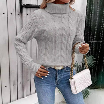 Women's Cable-knit Turtleneck Sweater Meifu Market