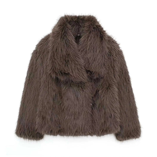 plush sherpa coat for women | long winter coat with lapel | thickened warm jacket | energy saving