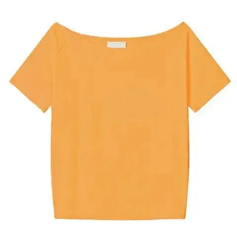 loose oblique shoulder top | short sleeve womens blouse | breathable cotton fabric | energy saving