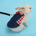 durable canvas rabbit harness | plaid denim pet leash | small animal traction rope | ultrasonic cleaning