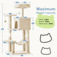 44 Inch Cat Tree Tower, Multi-Cat Climbing Tower With, Natural Sisal Scratching Posts, Extended Platform, Hammock Meifu Market