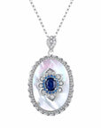 Sapphire Diamond Pendant 925 Sterling Silver Party Wedding Pendants Chain Necklace For Women Charm Jewelry 