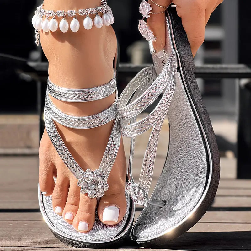 Floral Pattern Flip-Flops Comfortable Casual Summer Beach Slippers - Anklet Not Included Meifu Market