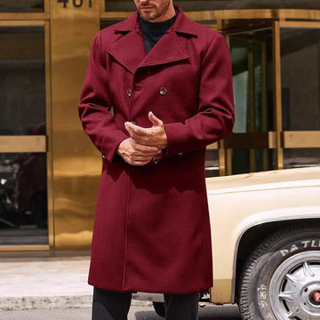 heavy wool blend coat | double-breasted trench coat | mens winter overcoat | energy saving