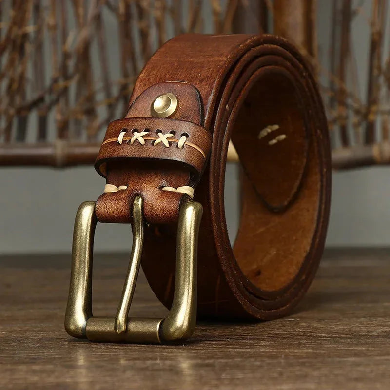 premium cow leather belt | vintage washed-out jeans belt | first layer leather construction | energy saving