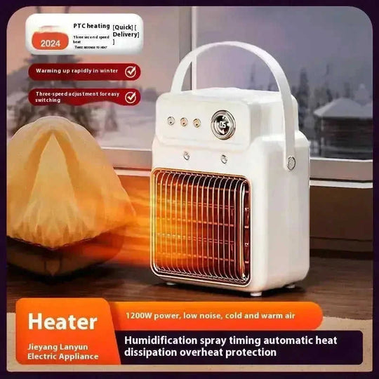 1200W 2-in-1 Space Heater with Humidifier | PTC Ceramic Heater - view 6 (color: white | pattern: check | season: winter)