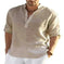 cotton linen blend fabric | loose fit long sleeve shirt | mens casual solid color shirt | energy saving