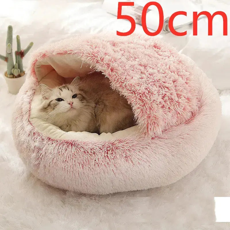 2-in-1 Dog & Cat Bed - Round Plush Warm Winter Pet House Meifu Market