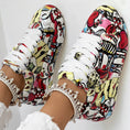 Women's Casual Round Toe Thick Sole Lace-Up Sneakers, Random Print Design, Comfortable Sporty Shoes For Daily Wear Meifu Market