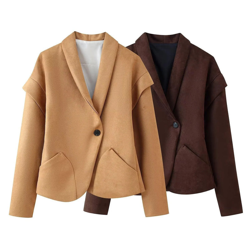 suede blazer jacket | single button closure | slim fit suit jacket | energy saving