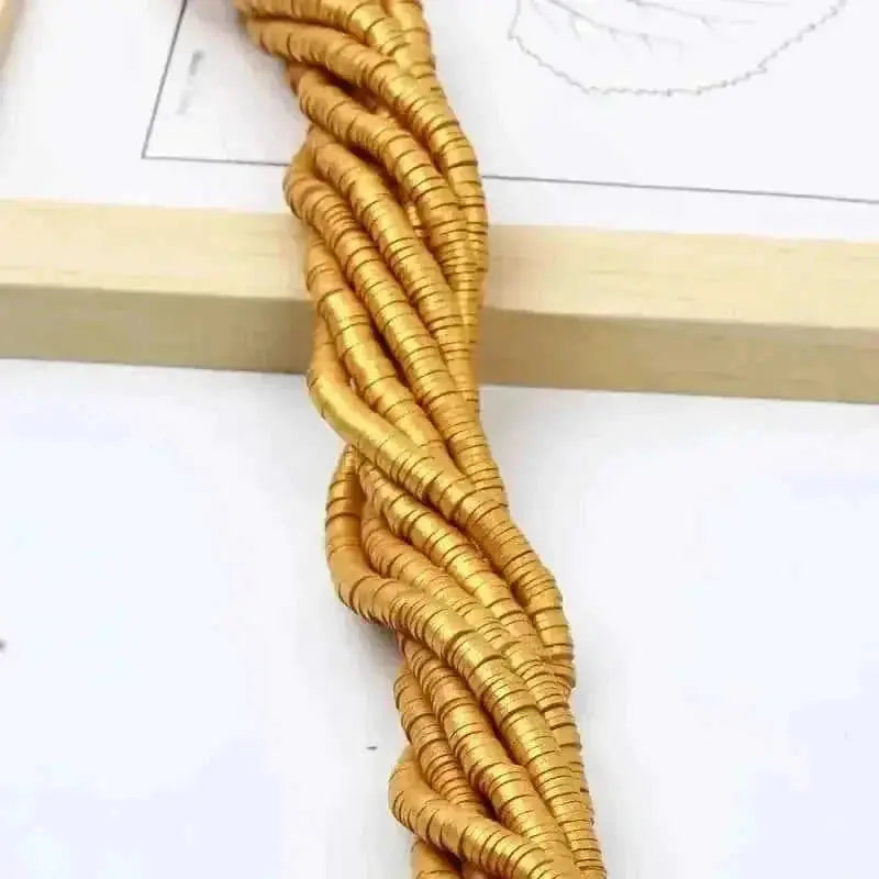 gold plated polymer clay beads | 12mm round flat beads | diy earring charms for crafting | energy saving