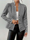 Women's Blazer Jacket Suit Coat Single-breasted Stand Collar Tops Slim Outerwear Temperament Office Jacket Meifu Market