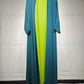 chiffon abaya dress | long sleeve color block robe | lightweight chiffon fabric | energy saving