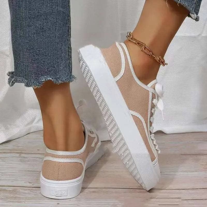 Women's Solid Color Flat Platform Sneakers 