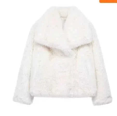 plush sherpa coat for women | long winter coat with lapel | thickened warm jacket | energy saving