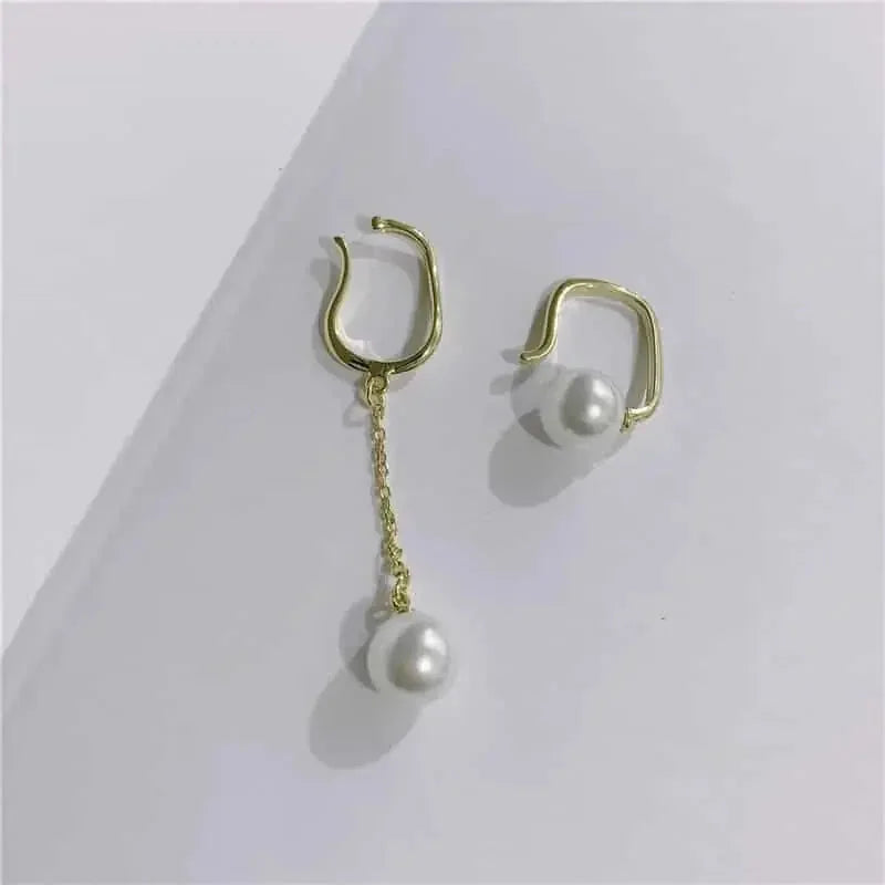pierced pearl tassel earrings | sterling silver pearl studs | long drop dangle earrings | energy saving