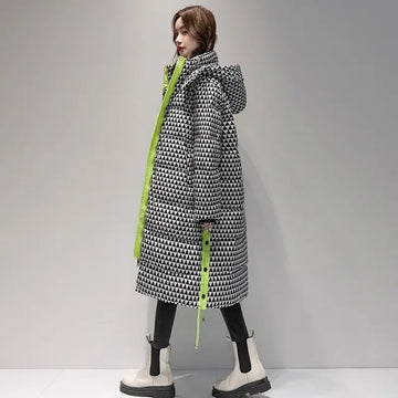 Plaid Down Cotton-padded Coat For Women Houndstooth Meifu Market