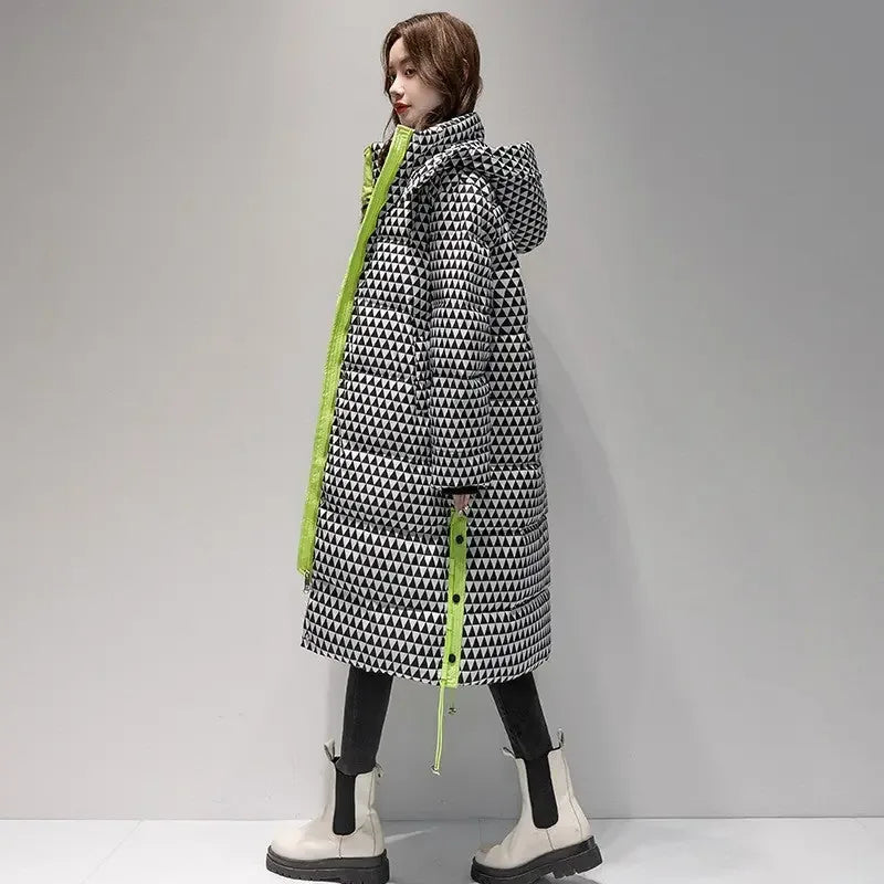 Plaid Down Cotton-padded Coat For Women Houndstooth Meifu Market