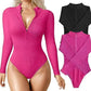 seamless shapewear jumpsuit | long sleeve bodysuit for women | slimming romper with zipper | energy saving