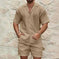 mens summer tracksuit set | loose fit casual two piece outfit | lapel button shirt and shorts set | ultrasonic cleaning