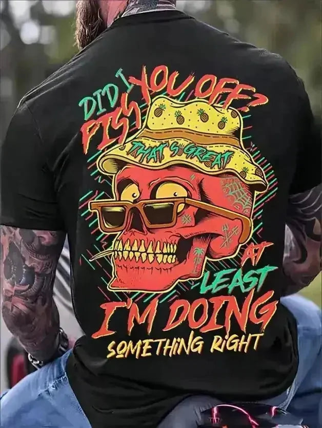 skull graphic t-shirt | short sleeve crew neck | cotton blend fabric | ultrasonic cleaning