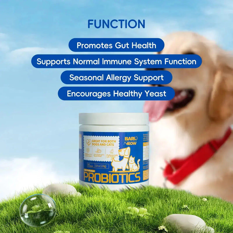 Bark And Meow Probiotics For Dogs & Cats 7 Tailored Strains Prebiotics, Pumpkin & Carrot 5 Billion CFU Scoop Human-Grade, Non-GMO, Vet-Approved, Made In USA, Gut & Immune Support Meifu Market