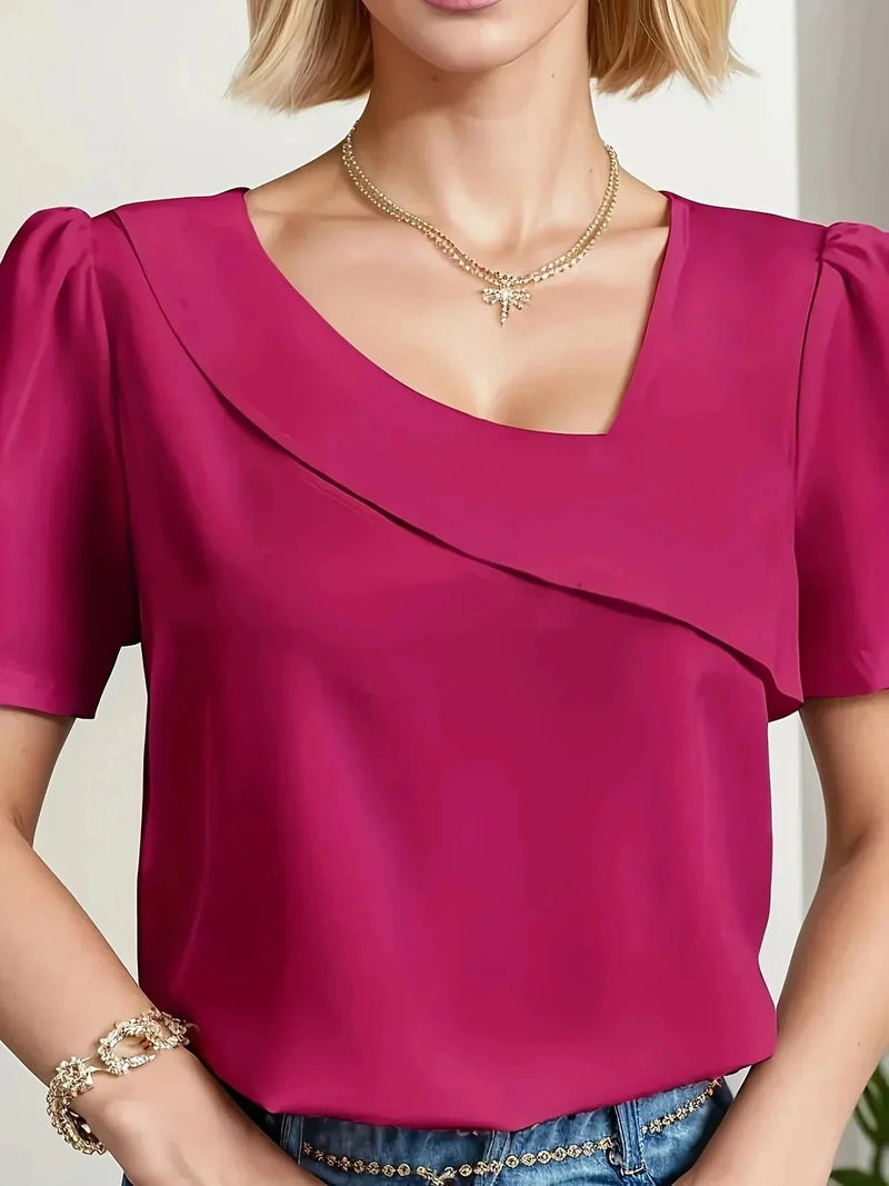 plus size blouse | loose fit shirt women | elegant short sleeve blouse | energy saving