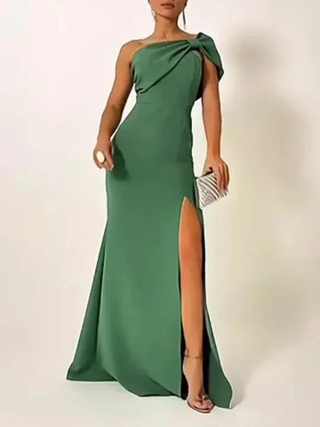 green satin tube dress | adjustable fit evening gown | stretchy fabric cocktail dress | ultrasonic cleaning