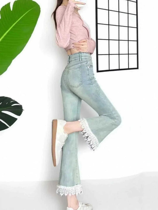 cropped micro-flare jeans for women | petite fit flare jeans for women | trendy 2025 style jeans | energy saving