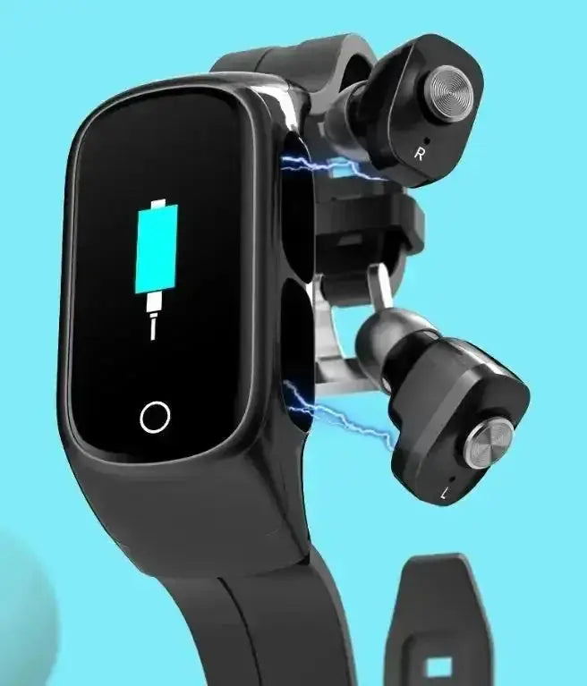 wireless earbuds integrated | stainless steel case | ip68 waterproof fitness tracker | energy saving