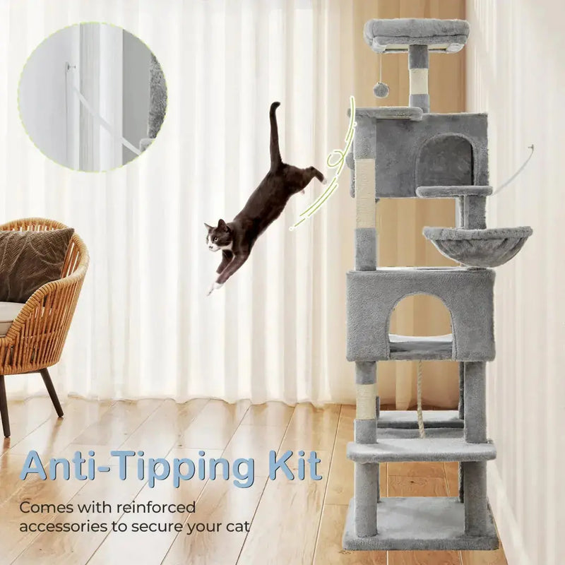 66 Inch Cat Tree Tower, Large Multi-Cat Climbing Extended Platform, Hammock, Pet House For Indoor Cats And Kittens Play Meifu Market