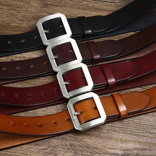 stainless-steel belt buckle | premium cowhide leather belt | heavy-duty belt for jeans | energy saving