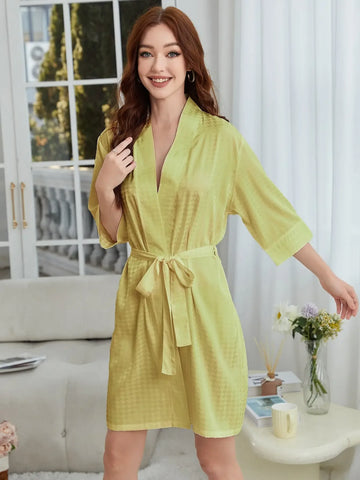 Women's Lightweight Kimono Robe - Quick-Dry Spa Bathrobe | Peacock Embroidered Bridesmaid Gift Meifu Market