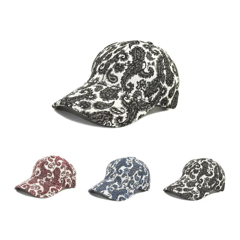 paisley pattern baseball cap | lightweight cotton blend cap | adjustable snapback closure | ultrasonic cleaning