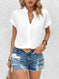 Fashionable Spring Summer Women's Solid Color Batwing Sleeve Short Sleeve Shirt Stylish Casual Top for Ladies XXL - revers...