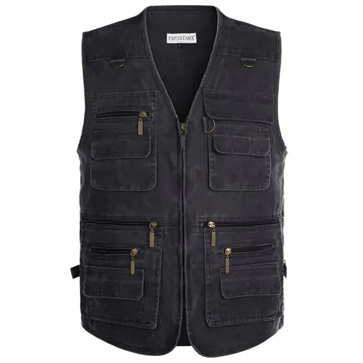 large size fishing vest | multiple pocket vest | waterproof outdoor vest | energy saving